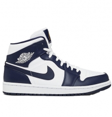 NIKE AIR JORDAN 1 MID WHITE METALLIC GOLD OBSIDIAN