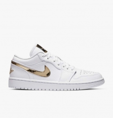 NIKE AIR JORDAN 1 LOW WHITE METALLIC GOLD